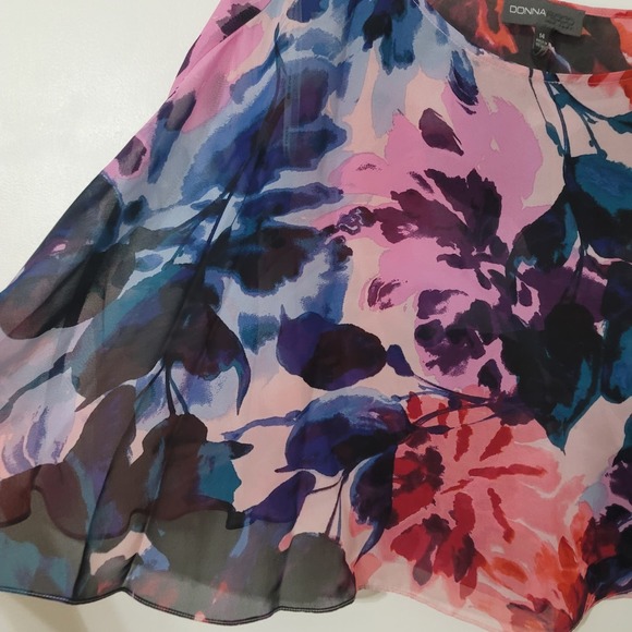 Donna Ricco Floral Poncho 14 Sheer Overlay‎ Cape Shawl Abstract Multicolor - Picture 4 of 4